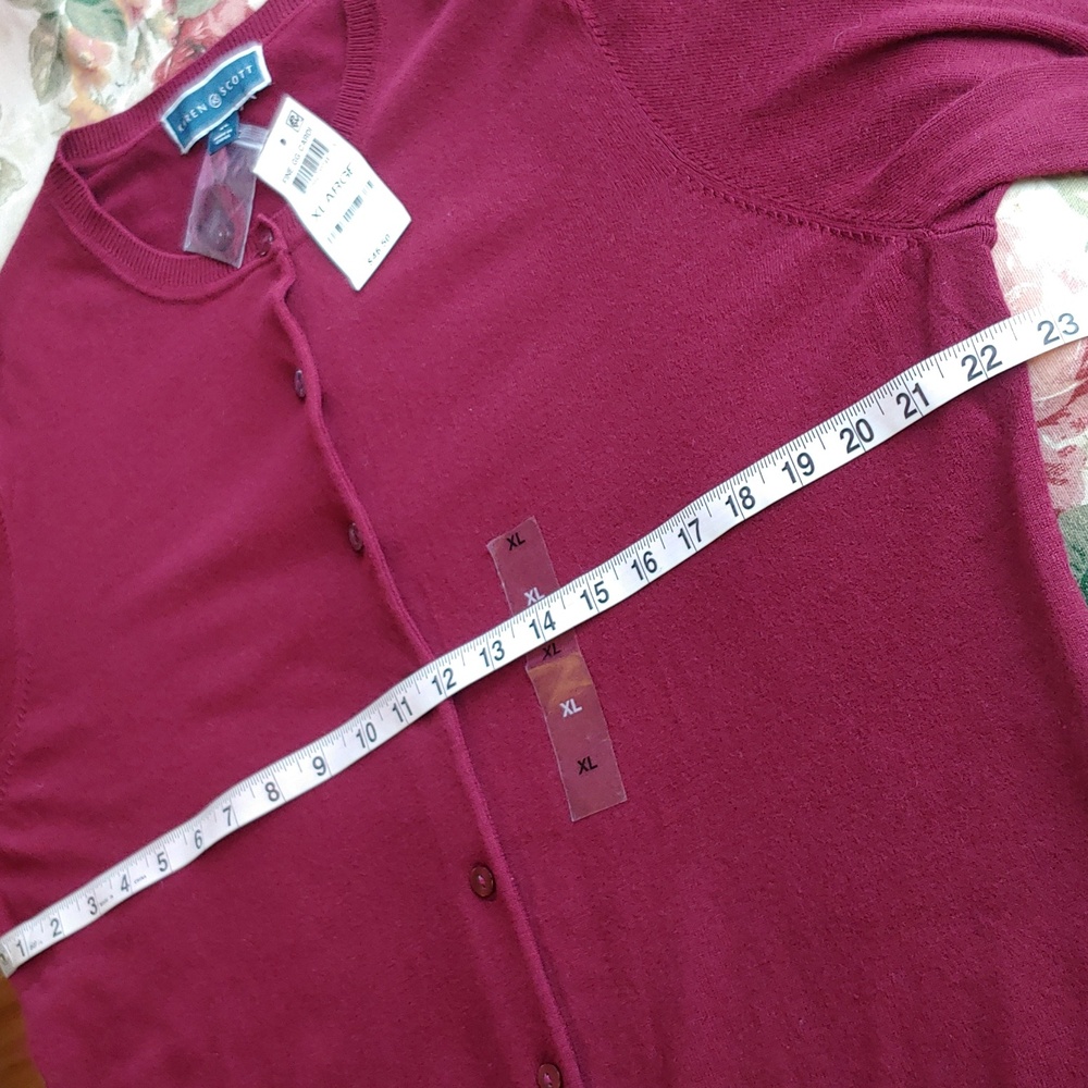 Karen Scott Women's Merlot Red Cardigan Long Sleeves Size XL NWT - Picture 9 of 17